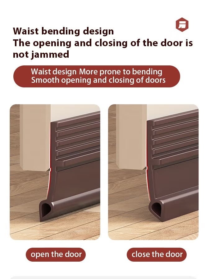 Door Draft Stopper Door Bottom Seal Strip 100cm Door Bottom Sealing Strip Windproof and Dustproof Door Gap Seal Sound Insulation Sticker Door Sweep for Exterior & Interior Doors (Brown) - Image 5